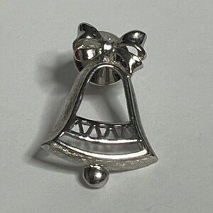 VTG AVON Christmas Bell Silver-Tone Lapel Vest Hat Backpack Pin 1981